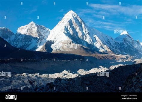 View Of Mount PumoRi Khumbu Glacier And Kala Patthar Way To Everest