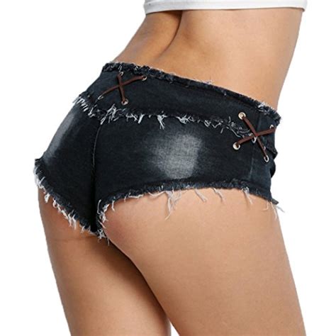 Romanstii Mini Shorts Denim Stretchable Cut Off Low Rise Waist Sexy Micro Jeans Hot Pants For