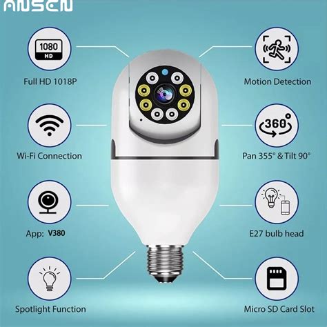 Ansen Cctv Bulb Camera Wireless Connect To Cellphon Panoramic Smart