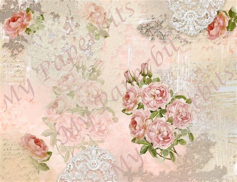 Digitalvintage Shabby Pink And Rosepink Rosedigital Junk Etsy