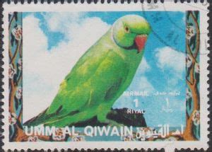 Stamp Rose Ringed Parakeet Psittacula Krameri Umm Al Qiwain Birds