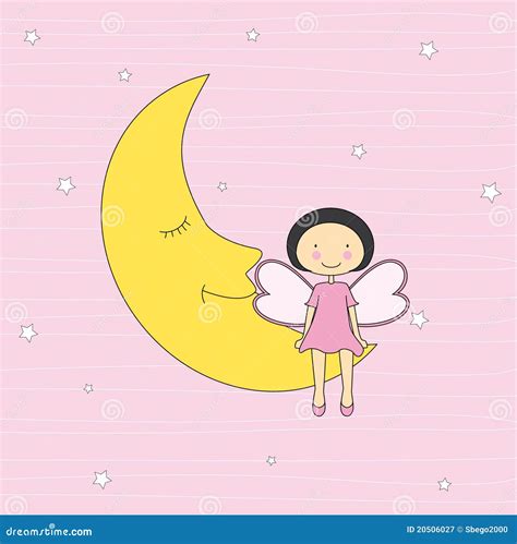 Girl Sitting On A Moon Stock Vector Illustration Of Wings 20506027