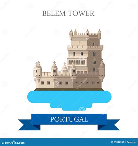 Belem Tower Vector Icon Isolated On White Background Outline Thin