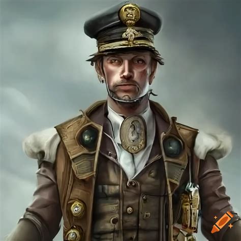 Portrait Of Captain Elijah Chauncey Cummings A Steampunk Airship Pilot