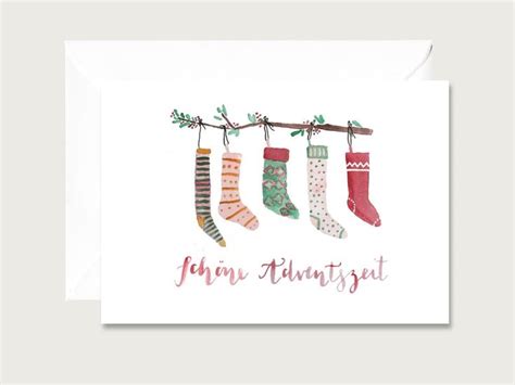 Weihnachtskarte Sch Ne Adventszeit Socken Klappkarte Weihnachten