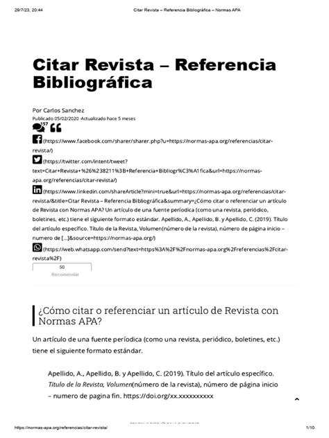 Citar Revista Referencia Bibliográfica Normas Apa Descargar