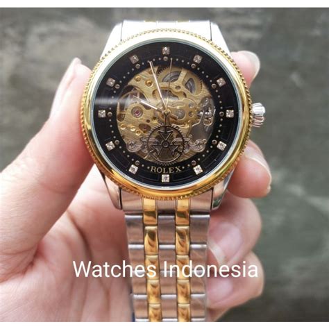 Jual Bisa Cod Jam Tangan Pria Cowok Rolex Otomatis Transparan Full