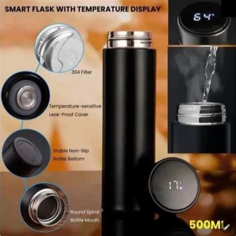 Wemake Black Stainless Steel Vacuum Flask With Led Temperature Display