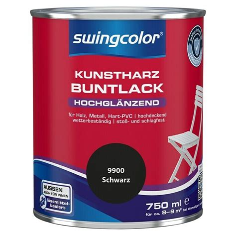 swingcolor Buntlack Kunstharz für Außen RAL 9000 Schwarz 750 ml