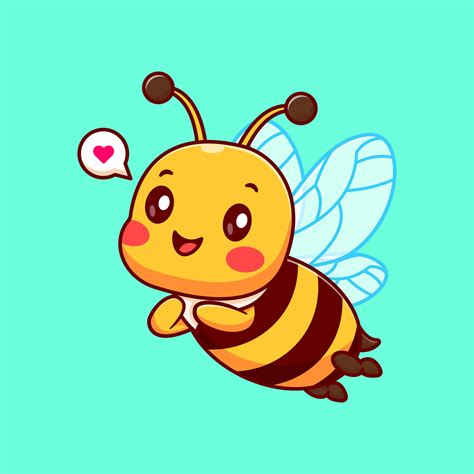 Cute Honey Bee Flying Cartoon Vector Icon Illustration Animal Nature