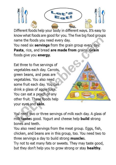 This Is The About Food And Health Reading Comprehension Reading Comprehension Comprehension