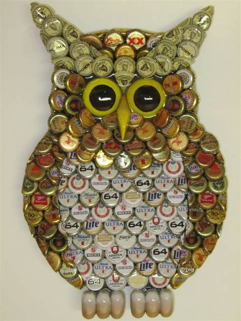 Metal Bottle Cap Owl Wall Art With Mixed Caps By EricsEasel 150 00