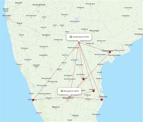 All Flight Routes From Bengaluru To Hyderabad Blr To Hyd Flight Routes