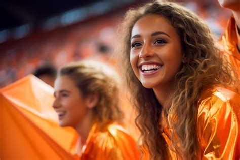 Premium Ai Image Dutch Female Football Soccer Fans In A World Cup