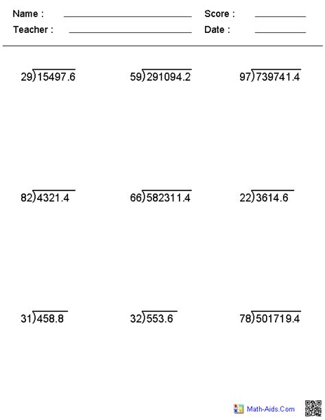 Division Worksheets Grade 6 Long Division Worksheets Grade 6