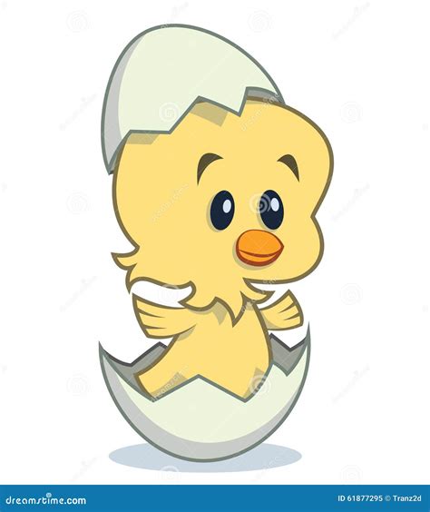 Cute Cartoon Chick Hatching From Egg Stock Illustration Illustration