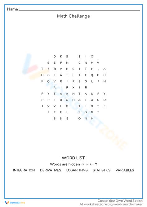 Math Challenge Worksheet