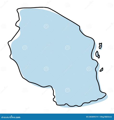 Stylized Simple Outline Map Of Tanzania Icon Blue Sketch Map Of