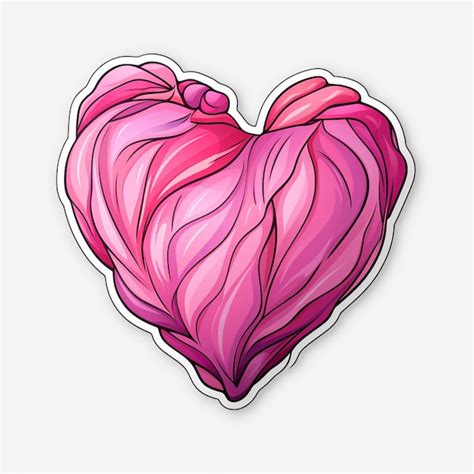 Premium Photo A Close Up Of A Heart Shaped Sticker With A Pink Design