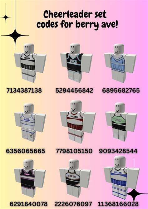 Cheerleader Set Codes For Berry Ave°♡°° In 2023 Coding Roblox