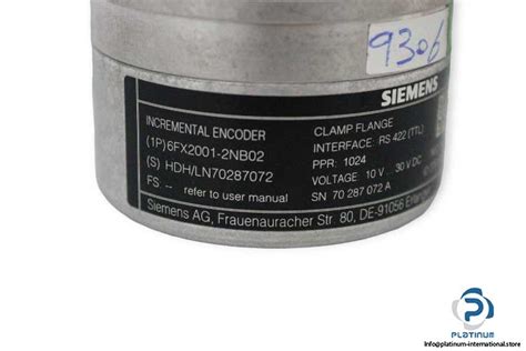 SIEMENS 6FX2001 2NB02 INCREMENTAL ENCODER Platinum International