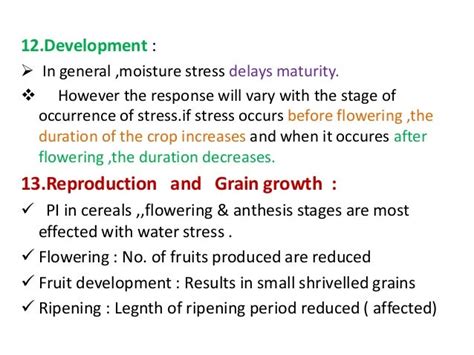 Effect Of Moisture Stress On Plant Growth And Development