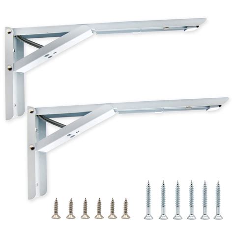 Buy Folding Shelf Brackets Inch White Metal Heavy Duty Brackets