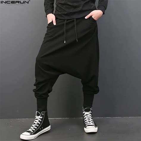 Incerun Vintage Mens Baggy Harem Pants Solid Casual Loose Joggers