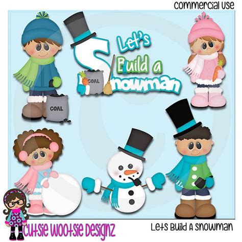 Lets Build A Snowman Clip Art Clipart Graphics Commercial Use Digital