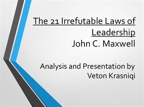 21 Irrefutable Laws Of Leadership John C Maxwell