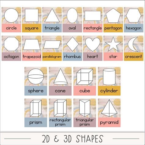 Shape Posters 2d And 3d Shape Posters Boho Rainbow Etsy Australia