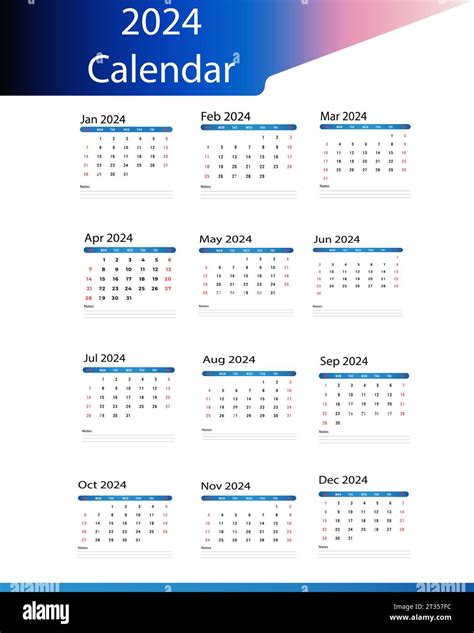 Mod Le De Calendrier Mensuel Pour Ans Image Vectorielle Stock Alamy