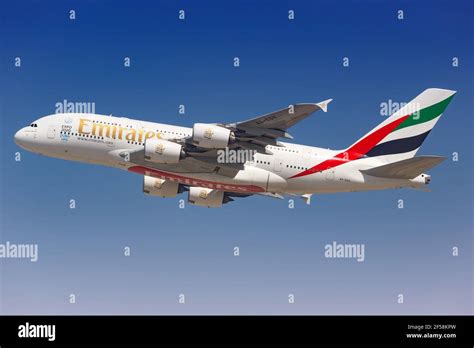 Dubai, United Arab Emirates – 21. February 2018: Emirates Airbus A380 at Dubai International ...