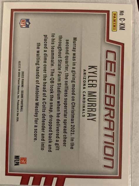 Score Kyler Murray Parallel Celebration C Km Nfl Football Trading