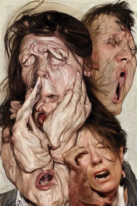 Portraits Of A Woman Enraged Part By Jenny Saville Stable Diffusion