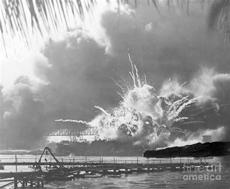 Uss Shaw Exploding At Pearl Harbor By Bettmann