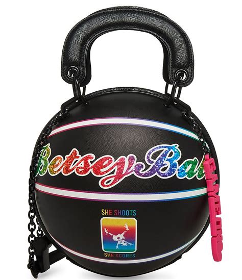 Betsey Johnson Vegan Leather Betsey Ball Basketball Rainbow Lettering