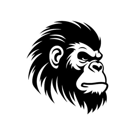 Premium Vector Angry Monkey Face Mascot Black Silhouette Vector