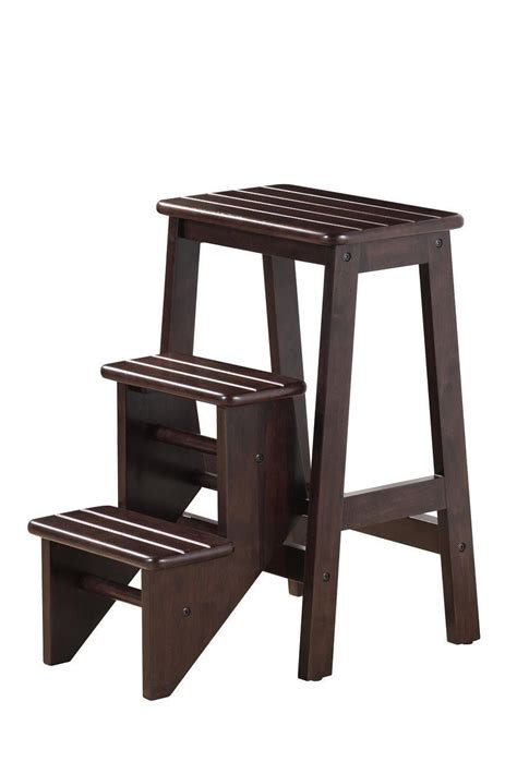 Wood Step Stool Folding Wooden Platform 3 Ladder Kitchen Office Home