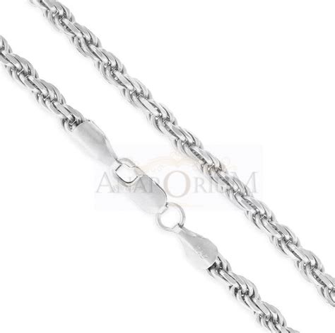 2mm 925 Sterling Silver Rope Chain Size 16″ 30″ Anaporium