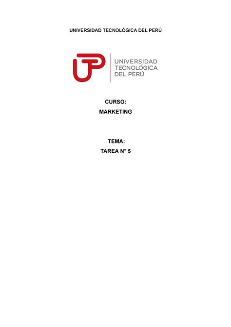 Tarea N Mero De Marketing Universidad Tecnol Gica Del Per Curso