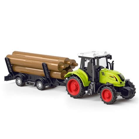 Wdhugt Friction Powered Farm Tractor Trucks - Tractor Trailer Toys Log Truck Farm Toy Set, Push ...