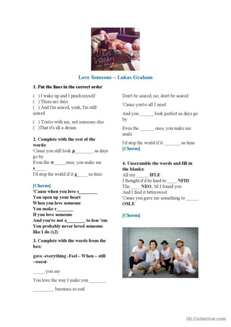 Love someone - Lukas Graham song and…: English ESL worksheets pdf & doc