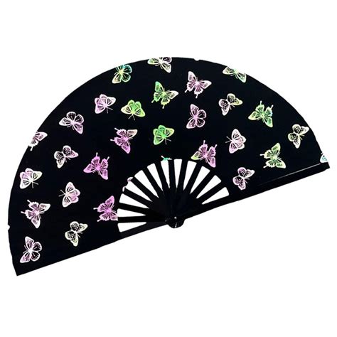 Shurun Rave Hand Fan Reflective Festival Hand Fan Foldable Glow Rave