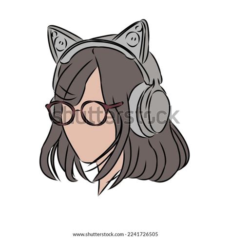 Short Hair Girl Wearing Cat Ear Stock Illustration 2241726505