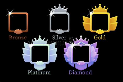 Square Frames Game Rank, Gold, Silver, Platinum, Bronze, Diamond Avatar ...