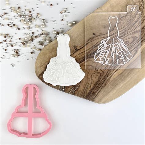 Elegant Wedding Dress Cookie Cutter And Embosser Wedding Etsy Uk