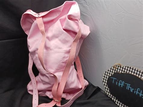 Womens Pink Cute Lace Up Backpack Bag Purse Satin Lined Lingerie Look TiffThrift