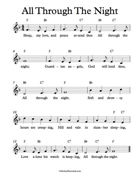 Free Lead Sheet – All Through The Night – Michael Kravchuk