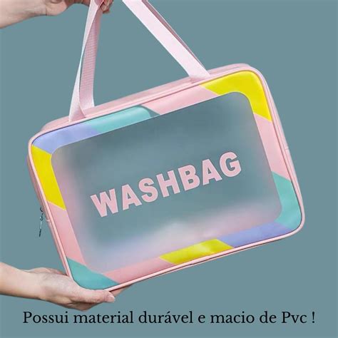 Bolsa Necessaire Transparente WashBag Impermeável Alça G Shopee Brasil